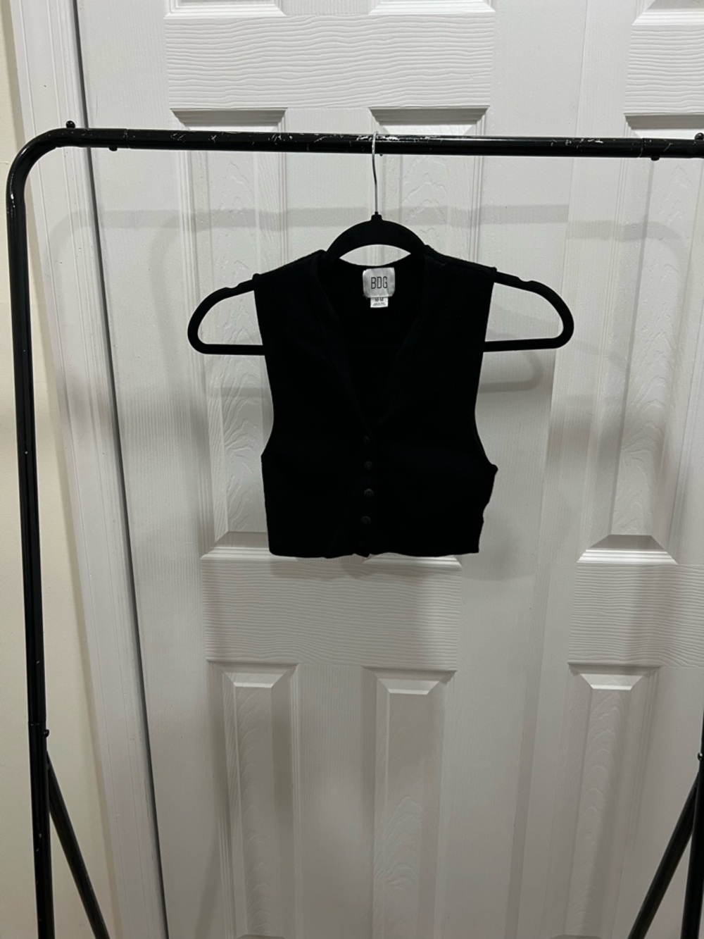BDG Black Cropped Button Vest